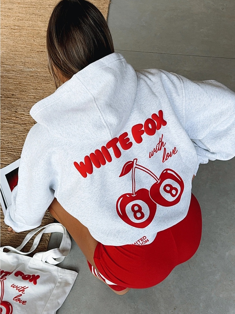 White Fox Boutique With Love In The Moment Oversized Hoodie Grey Marle XS/S